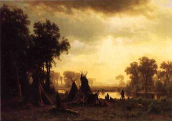 Albert Bierstadt : An Indian Encampment